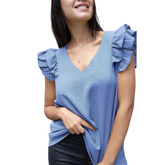Blusa Mariposa Cuello V Manga Doble Vuelo